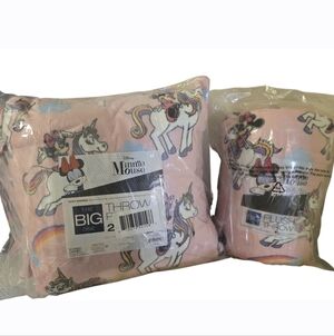 New disneys Minnie mouse Unicorn plush throw blanket and 2 pillows